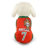 Hunde Trikot Fußball Jersey T-Shirt für Hunde Katzen Kostüme Haustier Weltmeisterschaft Weihnachtsmannkostüm Kleidung Haustierhundekleidung Portugal (M, Rot)