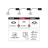 Paulmann 92473 LED Einbauleuchte Modul Coin Choose 3er Set 3-Step-Dim Warmweiß 470lm 51mm rund 3x6 Watt dimmbar Satin Kunststoff 2700K, 18 W