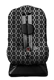 BriljantBaby ** Universal Sommerbezug/Schonbezug 100% Baumwolle Interlock-Jersey ** 3 UND 5 Punkt Gurt System ** Größe 1 z.B. für Maxi-Cosi Priori/SPS/XP u.a. (BLACK GRID/SCHWARZ)