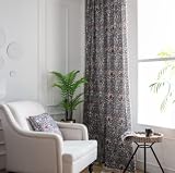 Halbschattig Boho Vorhänge, Landhausstil, Baumwollleinen, Perris Mustervorhänge Wohnzimmer Küche Schlafzimmer Paneeel (B150cm x H220cm, Rot)