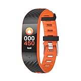 VILLCASE P4 OLED Farbdisplay Smart Armband Fitness Tracker Armband IP67 Wasserdicht Schrittzähler Blutdruck Pulsmesser Smartband Smartwatch für iOS 8. 0/ Android 4. 3 ( Schwarz und Orange )