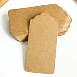 NC Kraftpapier-Etiketten, 100 Stück, blanko, Geschenkanhänger mit Jute-Schnur, rechteckige Hängeetiketten, braune Geschenkanhänger, Kraftpapier, braune Etiketten zum B