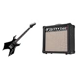 Rocktile Warhead E-Gitarre & Scream 15 Gitarrenverstärker Mini Combo Amp (15 Watt Amplifier, 2-Kanäle, Portable, AUX-In für MP3/CD, 3-Band Equalizer, Kopfhöreranschluss)