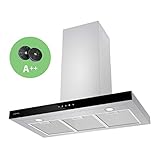 CIARRA A++ 90cm Dunstabzugshaube Touch-Bedienung 650m³/h mit CBCF003 Aktivkohlefilter 4 Stufen Boost Wandmontage Abluft Umluft Abzugshaube Wandabzugshaube Wandhaube Edelstahl Silb