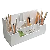 Schreibwarenbox Mit Großer Kapazität Office Multifunktionaler Schreibtischorganisator Ordentlicher Visitenkartenstift Handy-Fernbedienungshalter Aufbewahrungsbox We(Size:34.5cm*18cm * 10cm,Color:Weiß)