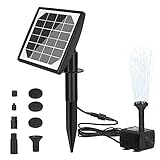 LEDGLE Solarpumpe 2.2W Solar Springbrunnen Pumpe Wasser Brunnen Panel 7 Verschiedenen Spray Köpfe, Teichpumpe für Außen 200 L/H Förderleistung für Vogel Bad, Teich, Aquarium, Fontänen, G