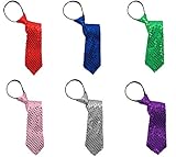 Carnavalife Krawatten mit Reißverschlüssen, vorgebunden, mit glitzernden Pailletten, für Arbeit und Festivals, für Männer und Frauen, 6 Stück