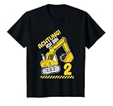 Kinder Kinder Bagger 2. Geburtstag Jungen 2 Jahre Shirt Baustelle T-S