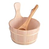 decaden 4L Saunakübel,Saunaset,Sauna Holzfass Holzlöffel, Trockendampfbad Spezielle Holzfass Holzlöffel, Sauna Trockendampfbad Ausrüstung Zubehö