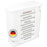 Kerpers® Pillendose 7 Tage mit je 4 Fächer - Hergestellt in Deutschland - Tablettenbox, Pillenturm, Pillen, Wochendispenser, Medikamentenbox zur Aufbewahrung von Tab