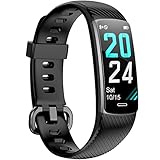 Runlio Fitness Armband Schrittzähler, Fitness Tracker mit Herzfrequenzmesser und Schlafmonitor, IP68 Wasserdichter Aktivitätstracker Uhr für Damen Herren Kinder Smartband, Schw