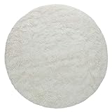 Paco Home Hochflor Teppich Rund Wohnzimmer Shaggy Modern Langflor Kunstfell Flauschig Einfarbig, Grösse:160 cm Rund, Farbe:Weiß