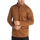 JIOJIO Langarmshirt Herren für Herbst Winter Freizeit Bequem Langarm T-Shirt Tops Warm Vlies Einfarbig Herrenhemden mit Reißverschluss Atmungsaktiv Lange Ärmel Männer Shirt Bluse Sw