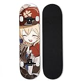 Totots KLEE Ahorn Skateboard, Dual Tilt-Vierrad-Skateboard, Genshin-Impact Anime Skateboard, Outdoor Extreme Sports Board, professionelles Skateboard, C