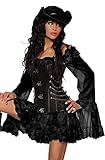 Piratenkleid / Long-Bluse - schwarz - S
