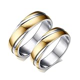 ANAZOZ 2 Stück Eheringe Paarpreis Edelstahl 6mm Twist Bicolor Poliert Ringe für Sie und Ihn Partnerringe Trauringe Partnerringe Set Frauen Gold Ring Set Billig Frau:54 (17.2) & Mann:57 (18.1)