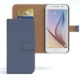 EAZY CASE Tasche kompatibel mit Samsung Galaxy S6 Schutzhülle mit Standfunktion Klapphülle Bookstyle, Handytasche Handyhülle mit Magnetverschluss und Kartenfach, Kunstleder, Dunkelb