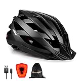 Shinmax Fahrradhelm mit LED-Licht, CE-Zertifiziert, Verstellbarer Fahrradhelm mit Sicherheitslicht Superleichter Fahrradhelm Erwachsenen Fahrradhelm mit abnehmbarem V
