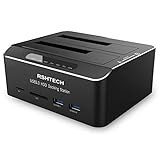 Dualschacht Festplatten Docking Station, RSHTECH USB 3.0 Aluminium Festplatten Dockingstation Offline-Klonen für 2,5 & 3,5 Zoll SATA HDD SSD, unterstützt SD & TF Karte, 2 x 16TB Laufwerke, 6 Gbit/