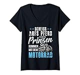 Damen Scheiss aufs Pferd - Echte Prinzen kommen mit dem Motorrad T-Shirt mit V