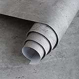 60 cm × 9 m industrielle hellgraue Betontapete abziehen und aufkleben, Vinylfolie, selbstklebend, künstlich, matt, Zement-Kontaktpapier, wasserdichte Thekenfolie, Schlafzimmertap