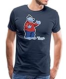 Spreadshirt Käpt'n Blaubär Winkend Männer Premium T-Shirt, L, Navy