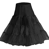 Boolavard Lange 1950's Rüschen Petticoat Reifrock Unterrock Underskirt Crinoline Röcke 26 Größe L-XXL (Approx.EU Größe 42-50), Schw