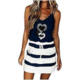 EMATOP Strandkleider Damen Sommer Lang Kleider Ärmellos Sommermode Gestreift Leopard Tarnung Drucken Schulterkleid Strandkleid Sommerkleid Strandmode mit Tasche Lose Casual Blusenk