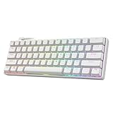 Punkston TH61 60% mechanische Gaming-Tastatur, RGB-Hintergrundbeleuchtung, kabelgebunden, ultrakompakte Mini-mechanische Tastatur, volle Tasten, programmierbar, Weiß (optischer roter Schalter)