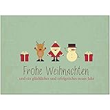 30 x moderne Weihnachtskarten mit Umschlag, Motiv Moderner Vintage Look mit weihnachtlichen Symbolen (Türkis grün) - Grußkarten im Postkarten Format / Weihnachten / im S