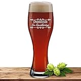 Bierglas mit Name oder Wunschtext, Weizenbierglas 0,5l inkl. Gravur, individuelles Geschenk, personalisiertes Weizenglas (Verzierung 01)