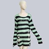 QBQZXAOSOWH Hübsche Kleider Dress Damen Plus Size Punk Gothic Lange Unisex Pullover Kleid Cool Aushöhlen Loch Lose Rock Dünne Frauen Mann Gestreift One Size Hellb