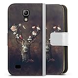 DeinDesign Klapphülle kompatibel mit Samsung Galaxy S4 Mini Handyhülle aus Kunst Leder weiß Flip Case Rehe Rentier B