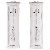 Mendler 2X Garderobe Wandgarderobe Garderobenpaneel Wandhaken 109x28x4cm - weiß Shabby
