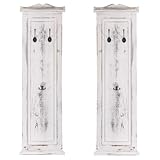 Mendler 2X Garderobe Wandgarderobe Garderobenpaneel Wandhaken 109x28x4cm - weiß Shabby