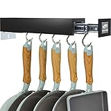 SOLEJAZZ Topfpfannenhalter Utensilien-Küchen-Aufhänger mit 5 verstellbaren Haken, herausziehbare Speisekammerorganisation und Aufbewahrung,schw