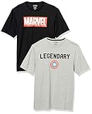 Amazon Essentials Disney Loose-Fit Crewneck T-Shirt, 2-Pack Marvel Legendary, M, 2er-Pack