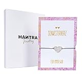 HANTRA Schwestern Armband - Geschenk mit echtem 925er Sterling Silber - handgefertigtes Geburtstagsgeschenk für Schwester, Freundin oder Tochter - Dankeschön Geschenke geliefert in edler Geschenke-Box