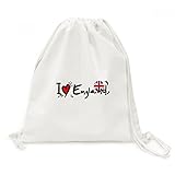 DIYthinker Ich Liebe England Wort Flagge Liebes-Herz-Illustration Canvas-Rucksack Reisen Shopping Bag