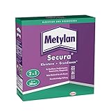 Metylan 592107 Secura Kleistern + Grundieren, Tapetenkleister, Grundierung in Einem für Gewebe-, Struktur-, Vlies-,, Raufaser Tapeten, starker Kleber für Feuchträume, 1x500g
