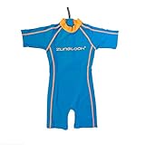 Zunblock Kurzärmliger Badeanzug mit UV-Schutz UPF 50+ 0 bis 10 Jahre (Blau-orange, 86/92)