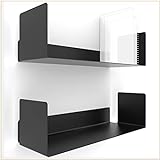 UNITURE® - [2er Set] Wandregal schwarz modernes & Zeitloses Design - Bücherregal mit einfacher Montage - Wandregal 2X 42cm - Regal für Büro & W