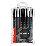 Tintenroller - STABILO bl@ck - medium - 6er Pack - schwarz, blau, rot, grün, lila, türk
