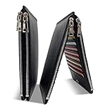 Slim Geldbörse aus echtem Leder mit RFID-Schutz und 20 Ausweis- & Kartenfächer |Dünnes Portemonnaie, Portmonee, Geldbeutel, Kartenetui | Leather Wallet with Card/Money Org