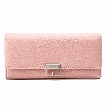 Frauen-Qualität Sleek Minimalist Schnalle Kupplung in der Langen Abschnitt DREI Falten PU-Leder-Mappe Geräumige Wohnung (Color : Pink, Size : 19 * 9.3 * 3cm)