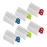 JUHONNZ Zahnpastaspender,6 Rolling Tubenquetscher zahnpasta quetscher zahnpasta quetscher für Zahnpasta Sitzhalter Cremesalbe und Pastenhalter Mehrzweck Rot Blau Grü