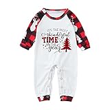 Weihnachten Familie Pyjama Set Schlafanzug Outfit Christmas Gedruckt Nachtwäsche Lang Pyjamas Set mit Weihnachtsmotiv Fun-Nachtwäsche Weihnachtschlafanzug Weihnachtspyjamas Herren Damen Kiner Baby