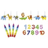 Goki Geburtstagszug Tierparade Zahlen 1-10 10 Kerzen bunt - Die LuLuGoS