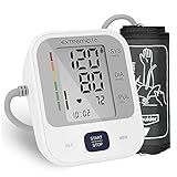 Extremella Blutdruckmessgerät, Oberarm Blutdruckmessung für Heimgebrauch mit Arrhythmie-Anzeige, Doppelbenutzer Modus, 2 x 120 Datensätze, Große Manschette, 4 AA Batterien, USB-Kabel & Trag
