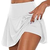 Takyojin Damen Sport Hosen Rock 2 in1 Sommer Badminton Röcke & Skorts High Waist Hosenrock Stretch Sportrock Kurz - Weiß M